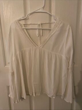 Lost + Wander Cream Boho V-Neck Peasant Blouse